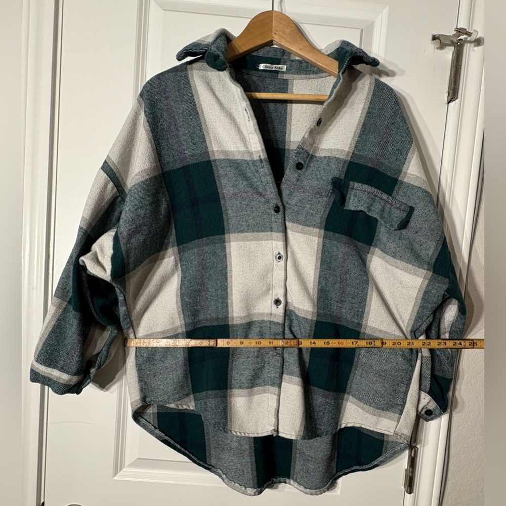 Green and Gray Plaid Button-Up Shirt - Picture 4 of 4